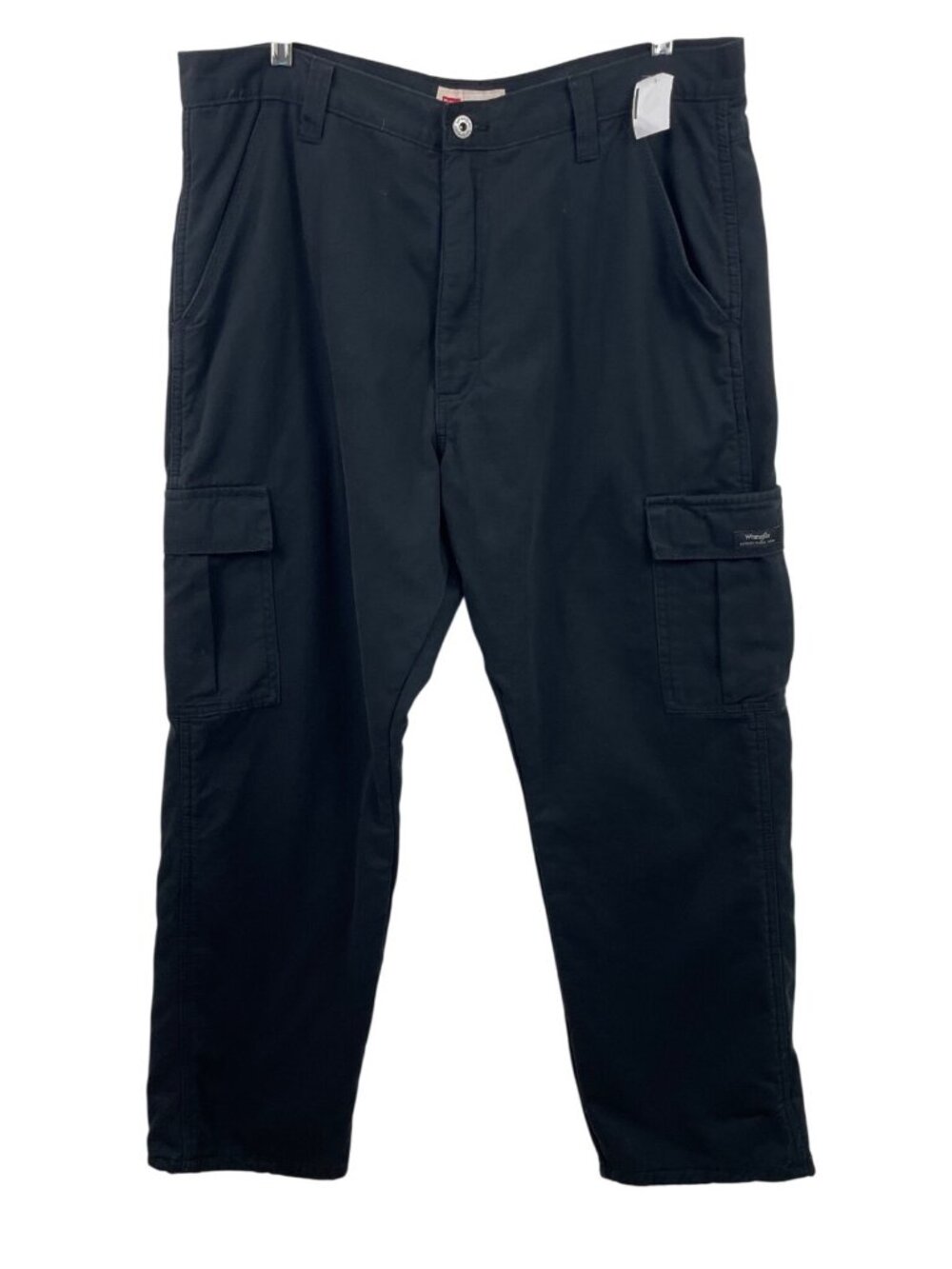 Wrangler Mens Black Cargo Pants Relaxed Fit Size 38x30 Fleece-Lined Workwear